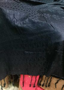 Elegant Black Dupatta with Tassels
