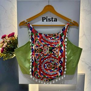 Embroidered Crop Top Blouse