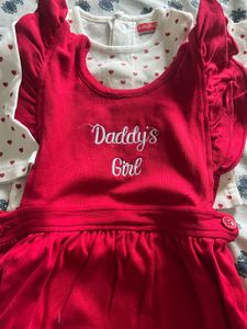 Baby Girl Red Dress with Heart Print