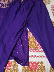Beautiful Purple Kurta Set with Gold Print