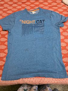 Night Cat Blue Graphic T-Shirt