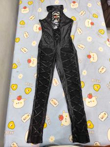 Black Strappy Punk Elastaine Jumpsuit
