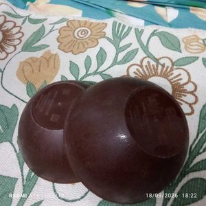 Set of 2 Brown Plastic Bowls