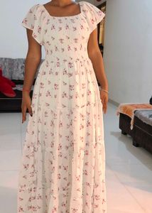 White Floral Print Maxi Dress
