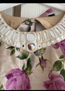 Floral Mirror Work Long Dress