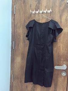 Elegant Black Flutter Sleeve Dress