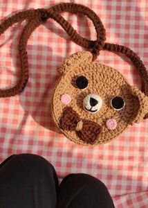 Handmade Crochet Bear Crossbody Bag