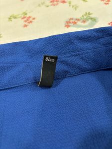 Fitted Blue Ruched Button-Down Top Shirt