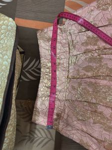 Elegant Pink &amp; Gold Brocade Skirt