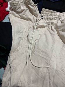 Cream High-Waist Casual Pants