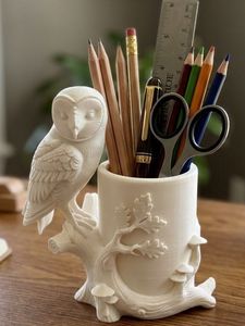 Wisdom of the Woods Owl Tree Trunk Desk Organizer