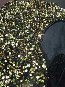 Sequin Long Sleeve Crop Top