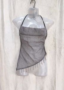 68. Sheer Beaded Halter Top