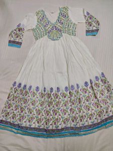 White embroidery work kurti