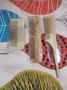 Neem Wood Hair Combs - Set of 3