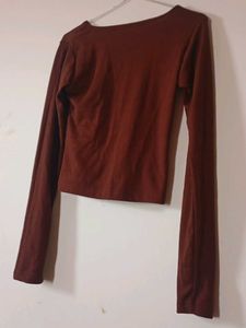 Brown Long Sleeve Crop Top unused