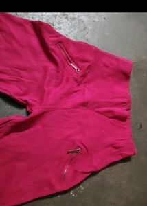 Vibrant Pink Slim Fit Pants with Zipper Detail