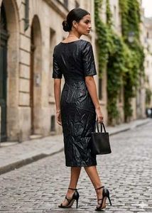 Chic Black Faux Leather Dress