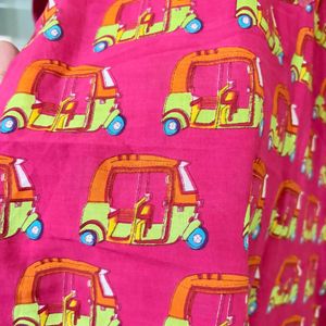 Vibrant Pink Tuk-Tuk Print Kurta