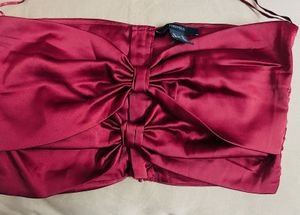 Maroon Bow Front Crop Top