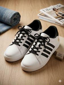 Classic White & Black Striped Sneakers