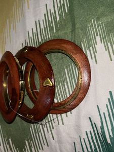 Wooden &amp; Gold Tone Bangle Set