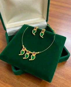 Green Stone Gold Necklace Set