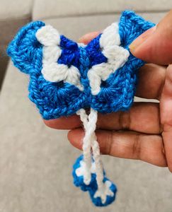 Blue Crochet Butterfly Hair Clip
