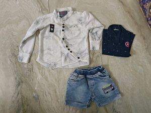 Boys 2 Shirts & Denim Shorts