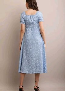 Chic Blue Floral Midi Dress