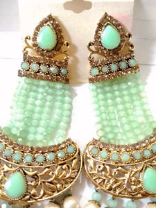 Stunning Mint Green Beaded Earrings