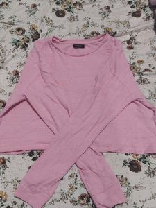 Pink Textured Long Sleeve Top