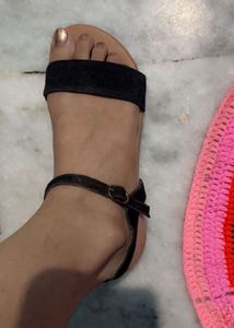 Black Suede Flat Sandals
