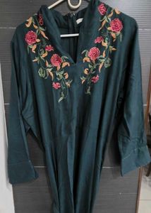 Embroidered Teal Long dress