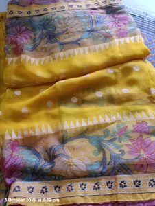 Vibrant Yellow Saree with Polka Dots