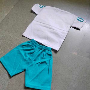 Blue &amp; White T-Shirt Short Set