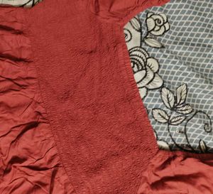 Red Smocked Blouse with Flutter Sleeves