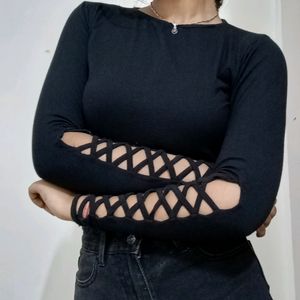 Slim Fit Top With Sleeve Cutouts