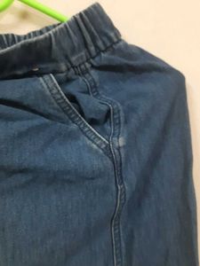 Blue Denim Midi Skirt