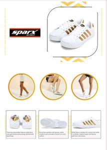 sparx Stylish White &amp; Gold Sneakers