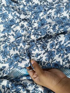 Chic Blue Floral Print Mini Dress