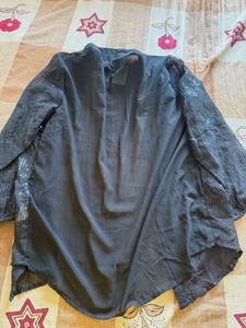 Sparkly Black Button-Up Shirt