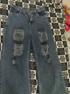 Salee!!!Ribbed Grey Baggy Y2k Jeans