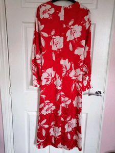 Vibrant Red Floral Maxi Dress from Zara.