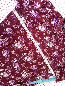 Maroon Floral Print Short Sleeve Shirt