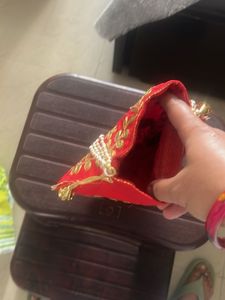 Red Embroidered Clutch Bag