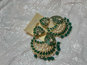 Elegant Green Enamel Earrings