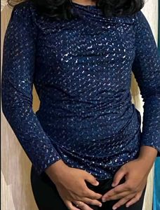 Stylish Blue Printed Tunic Top