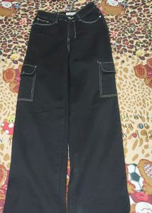 Black Wide Leg Cargo Pants