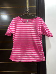 Pink and White Striped T-Shirt